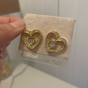Dior Gold Heart Earrings vintage